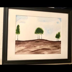 Original mixed media art trees nature abstract